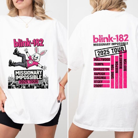Blink-182 Tour 2025 T-Shirt Missionary Impossible Front & Back Print 137 - Picture 1 of 6